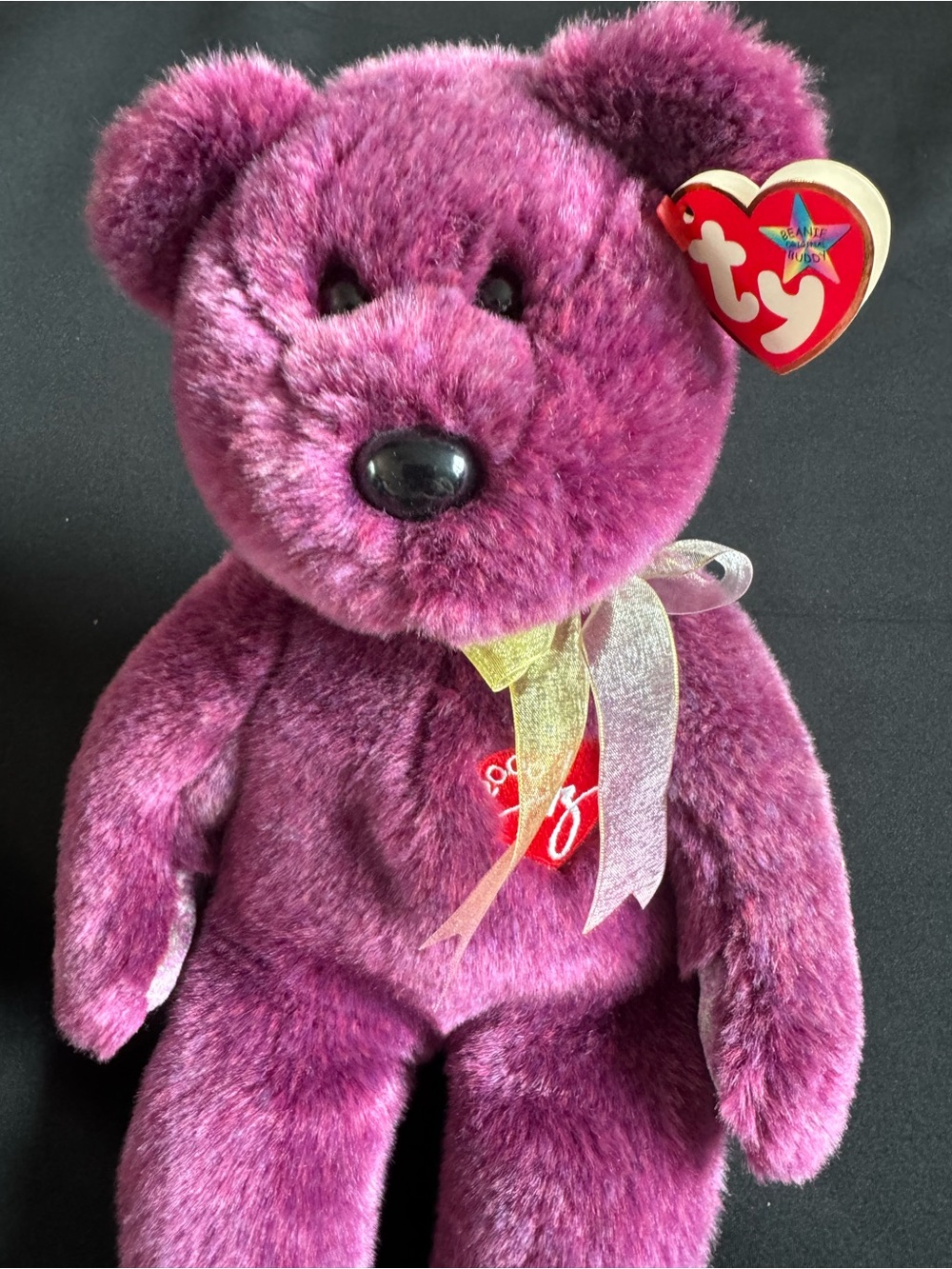 Ty Beanie Baby Large 2000 Signature Bear Purple Plush Bear